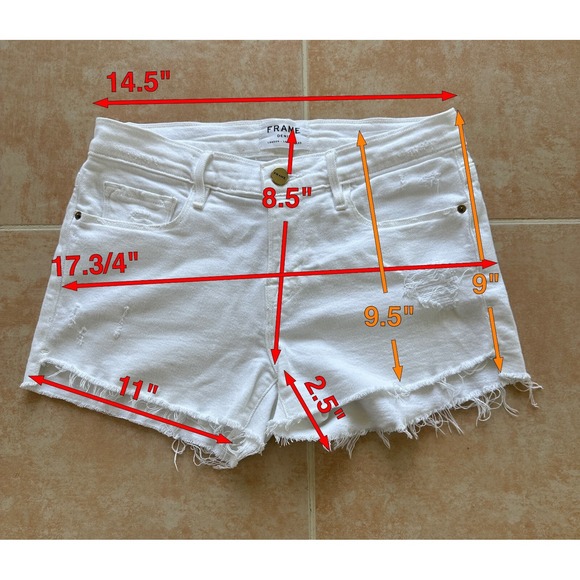 Frame Le Cutoff Distressed White Jean Shorts  Women‎ Size: 25 - Picture 2 of 7